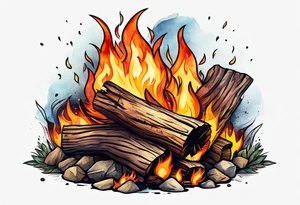 bonfire without skull tattoo idea