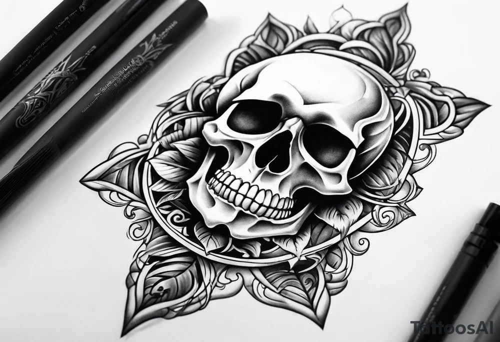 Hour glass skull on bottom tattoo idea