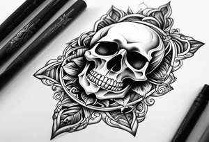 Hour glass skull on bottom tattoo idea