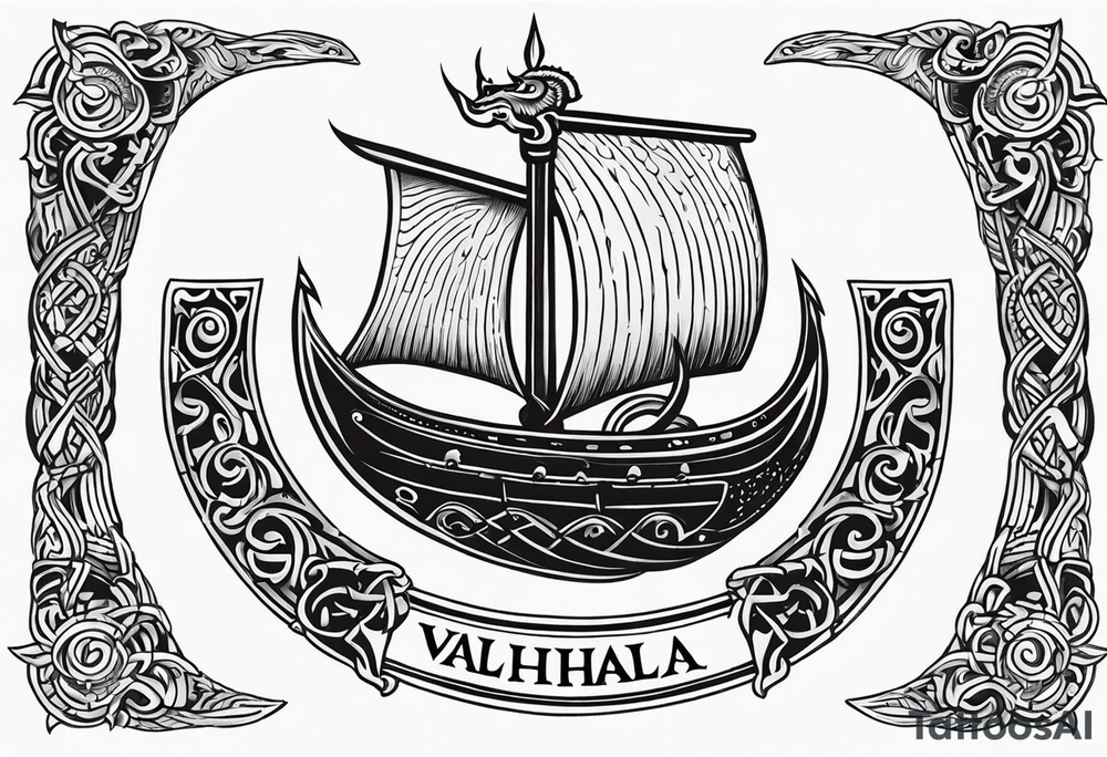 Valhalla sword shield viking ship dragon head tattoo idea Valhalla sword shield viking ship dragon head tattoo idea