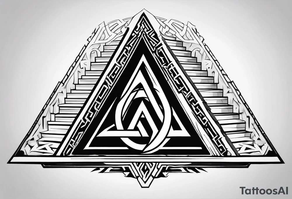 Valhalla sword shield valknut stairs tattoo idea