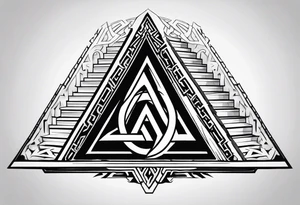 Valhalla sword shield valknut stairs tattoo idea