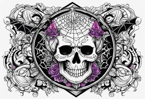 Create a Halloween tattoo with lots of colors and iconic characters tattoo idea