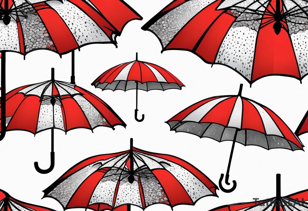Umbrella with red geraniums with rain tattoo idea