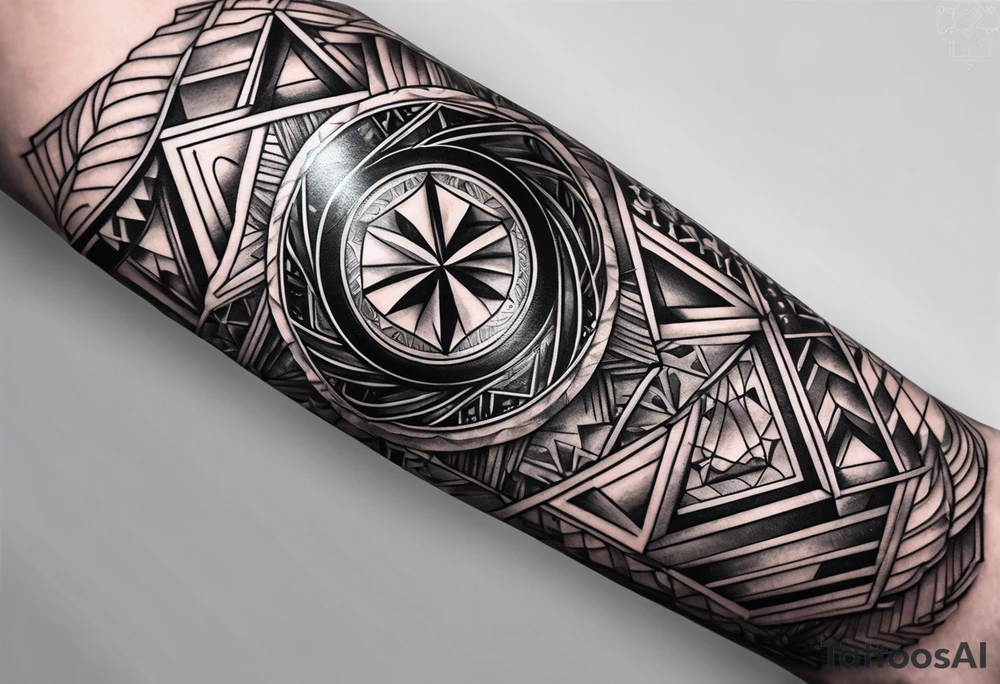 Sleeve on the forearm with a diamond in the middle tattoo idea Sleeve on the forearm with a diamond in the middle tattoo idea