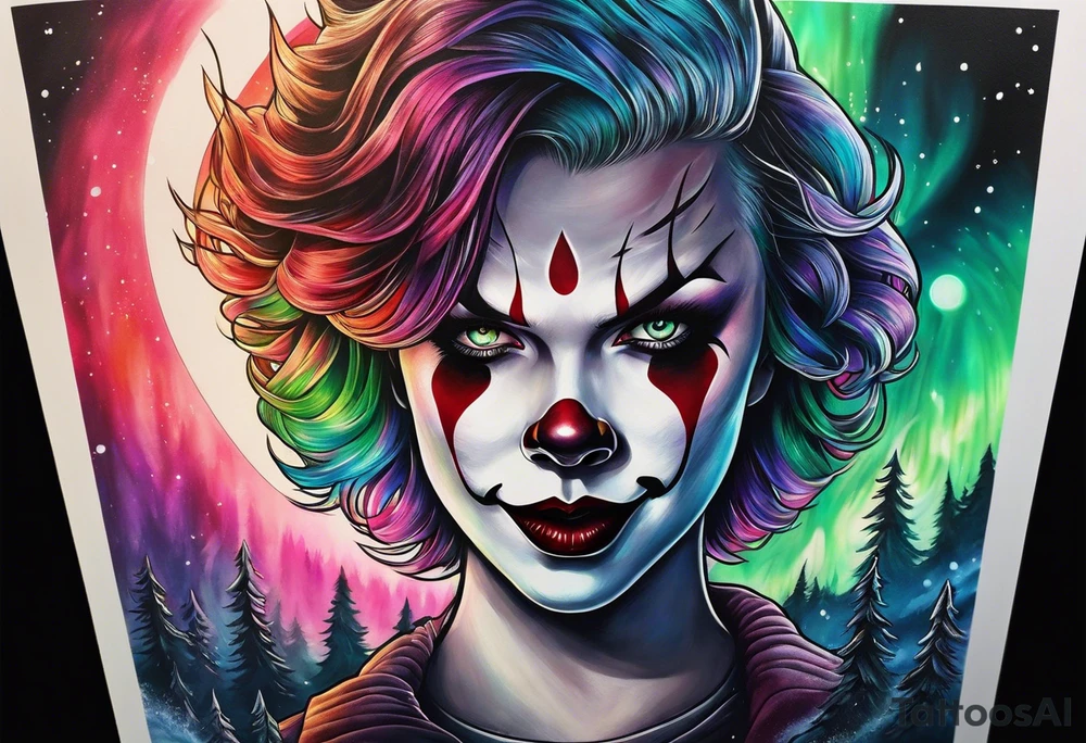 Northern lights with pennywise tattoo idea