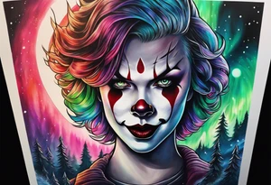 Northern lights with pennywise tattoo idea