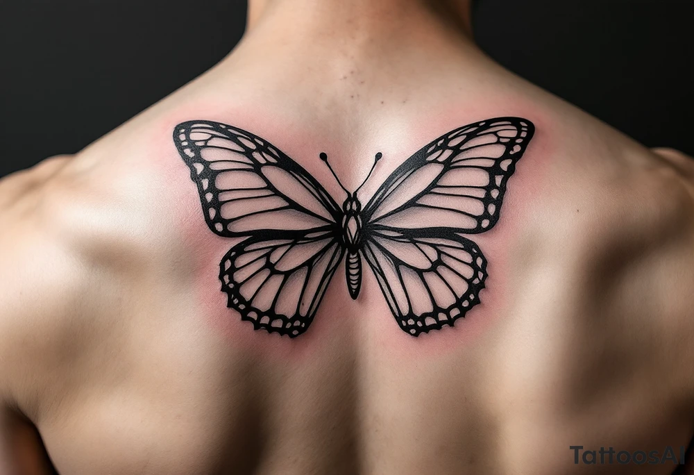 A bow tie with the outline of a butterfly tattoo idea
