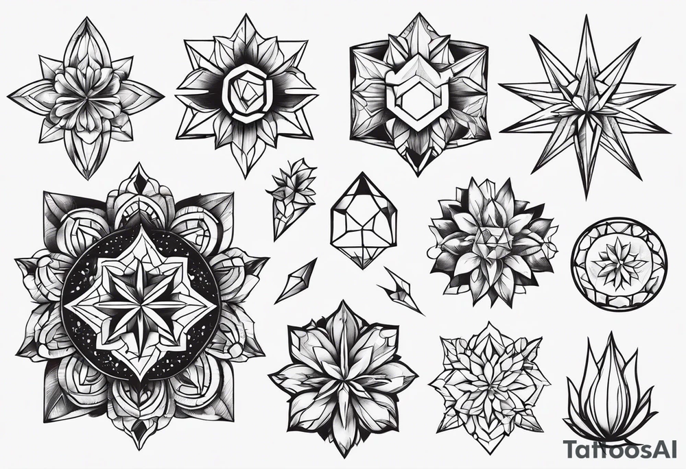 Variety of Cristals flash sheet tattoo idea