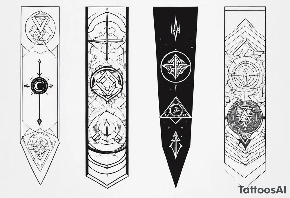 cyber sigilism forearm sleeve tattoo idea
