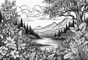 neo traditional foliage tattoo idea