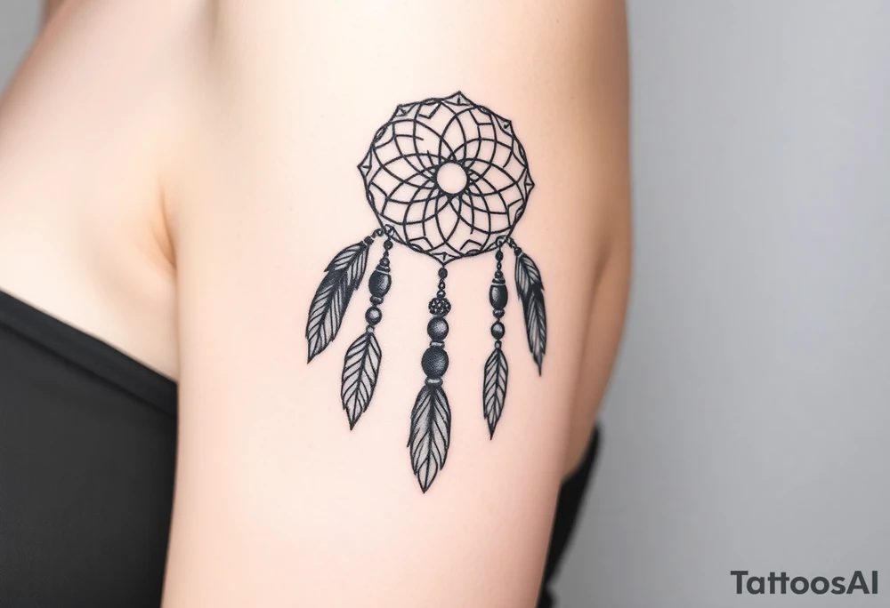 native dreamcatcher with flowing feathers and sacred beads tattoo idea native dreamcatcher with flowing feathers and sacred beads tattoo idea