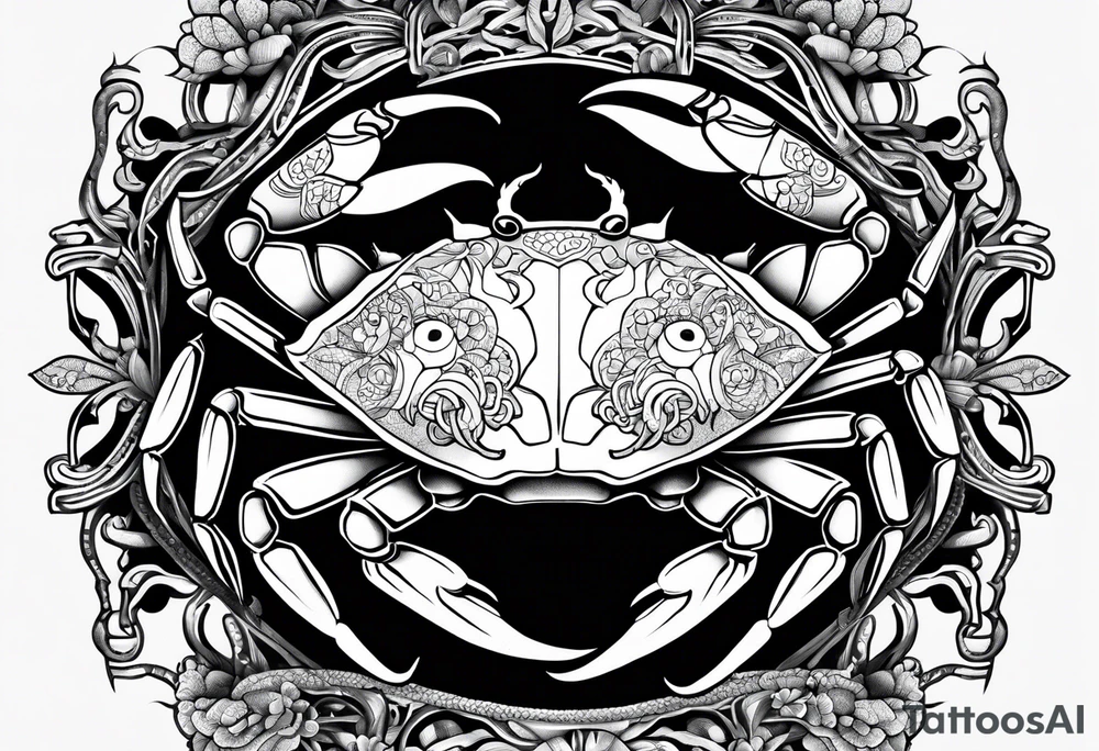 Crab con numero 69 nelle chele tattoo idea