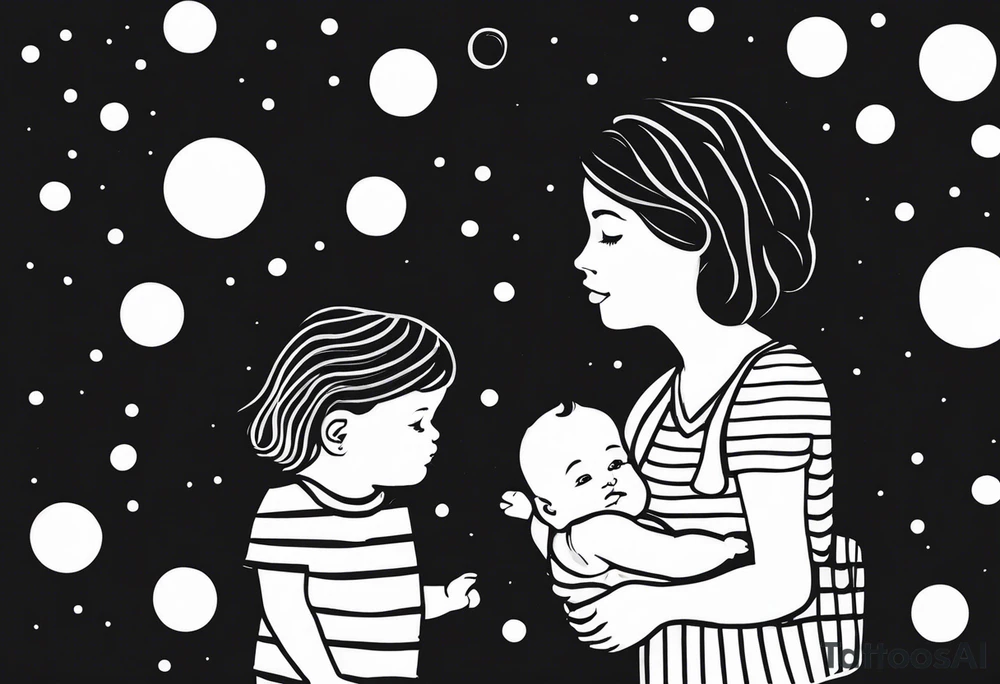 dots to represent two children a mother and father tattoo idea