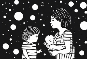 dots to represent two children a mother and father tattoo idea