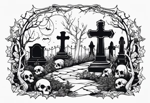 Ghostly Graveyard tattoo idea