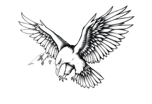 majestic eagle spreading wings against mountain peaks tattoo idea
