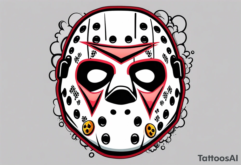 Friday the 13th Jason mask tattoo with smoke tattoo idea