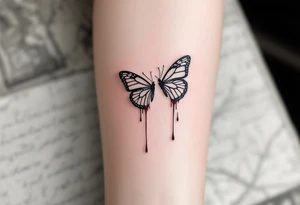 Two butterflyes with blood driping tattoo idea