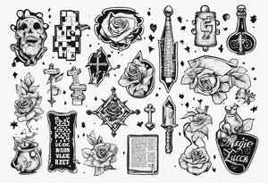 The words Maggie and Lucas in a crossword puzzle tattoo idea