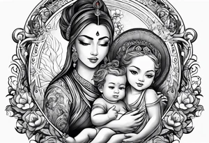 Monn with a child sitting on it tattoo idea