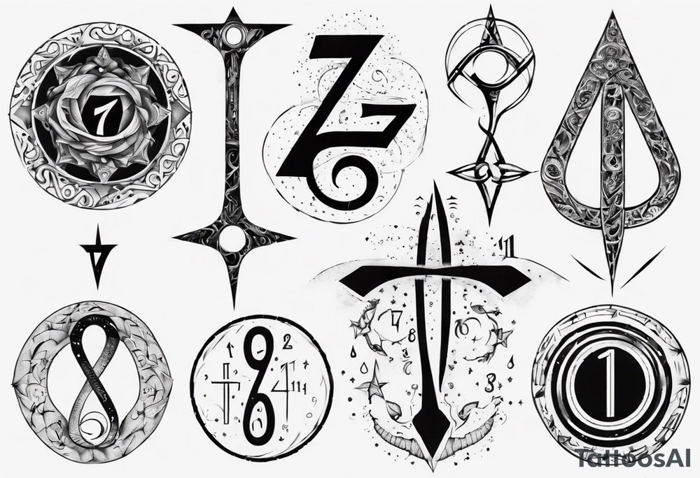 Tattoo involving the number 7, 11 and INFINITE SYMBOL tattoo idea