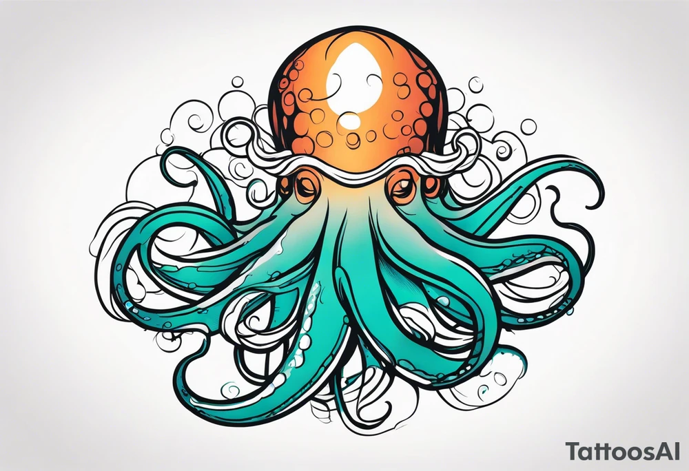 Water line with kraken tentacles coming out tattoo idea