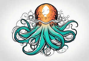 Water line with kraken tentacles coming out tattoo idea
