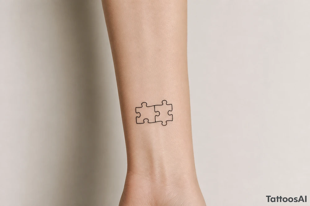 Two puzzle pieces that would only fit together with only the two to make one for two lovers tattoo idea