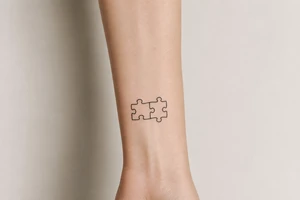 Two puzzle pieces that would only fit together with only the two to make one for two lovers tattoo idea