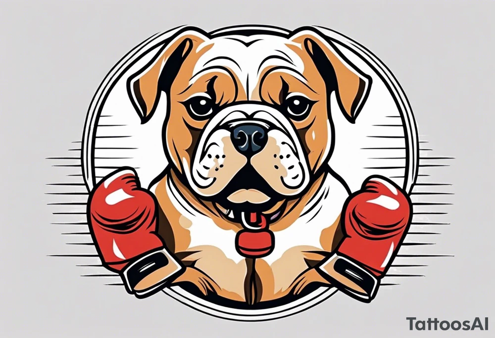 Cute Dog with boxing gloves, boxing coach tattoo idea