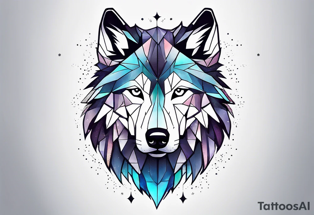 Constellation, animal wolf snow , géométric tattoo idea