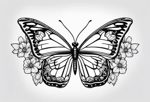 Small Butterfly with marigolds on a vine tattoo idea