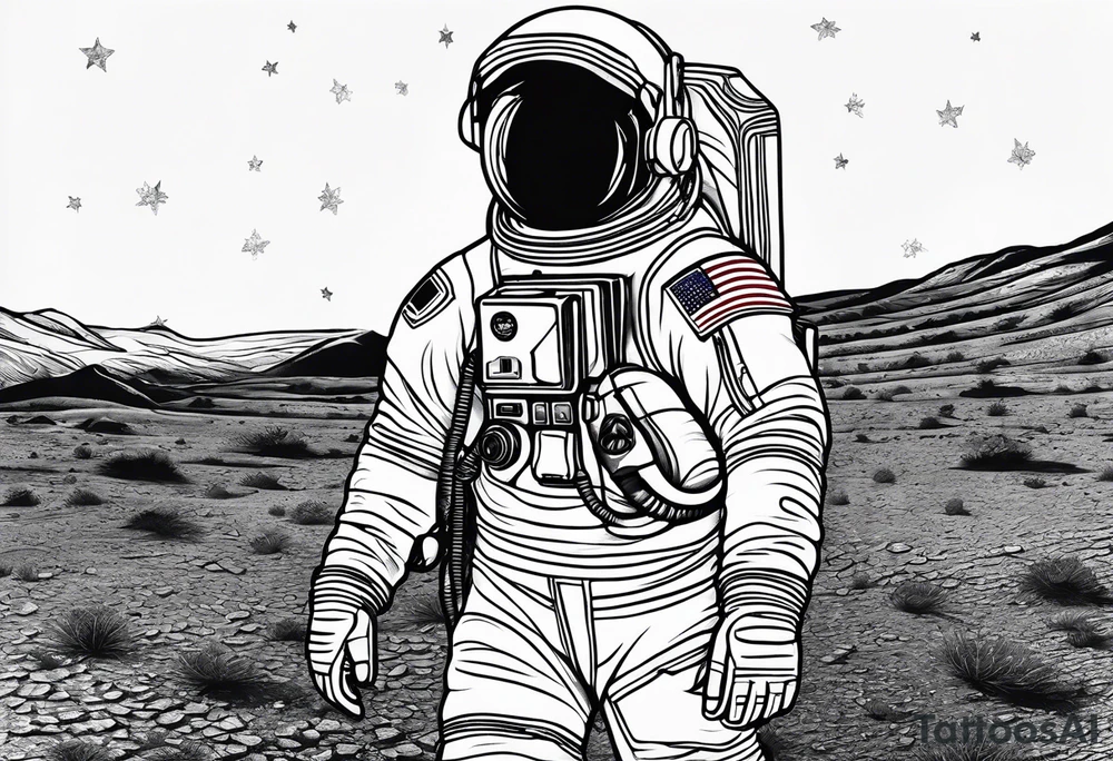 Astronaut wearing a peace bandana tattoo idea
