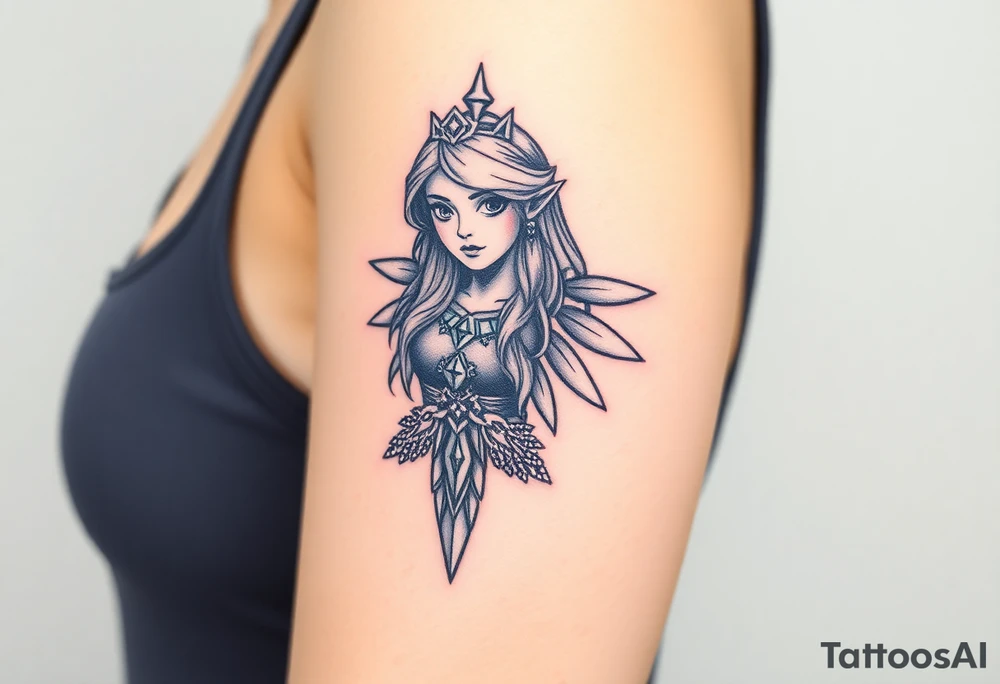 American traditional princess Zelda from twilight princess tattoo idea
