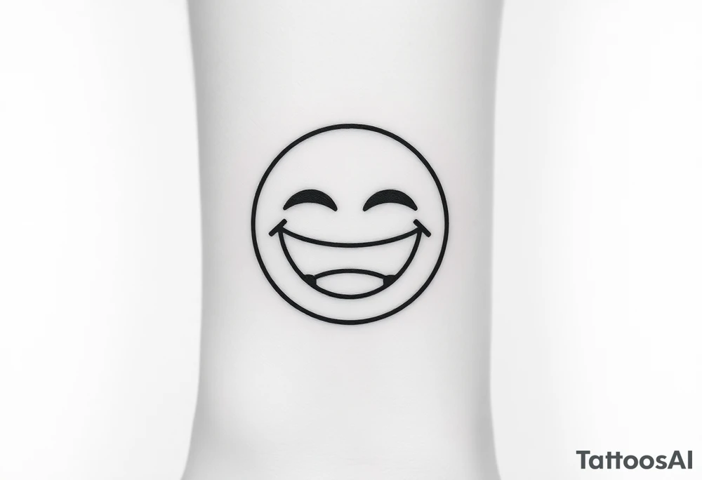 Laughing emoji with stiches tattoo idea