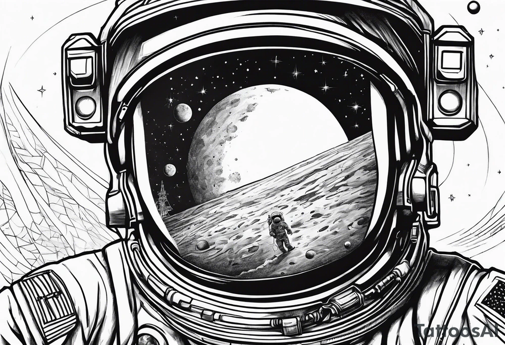 Astronaut reaching hand out to space tattoo idea