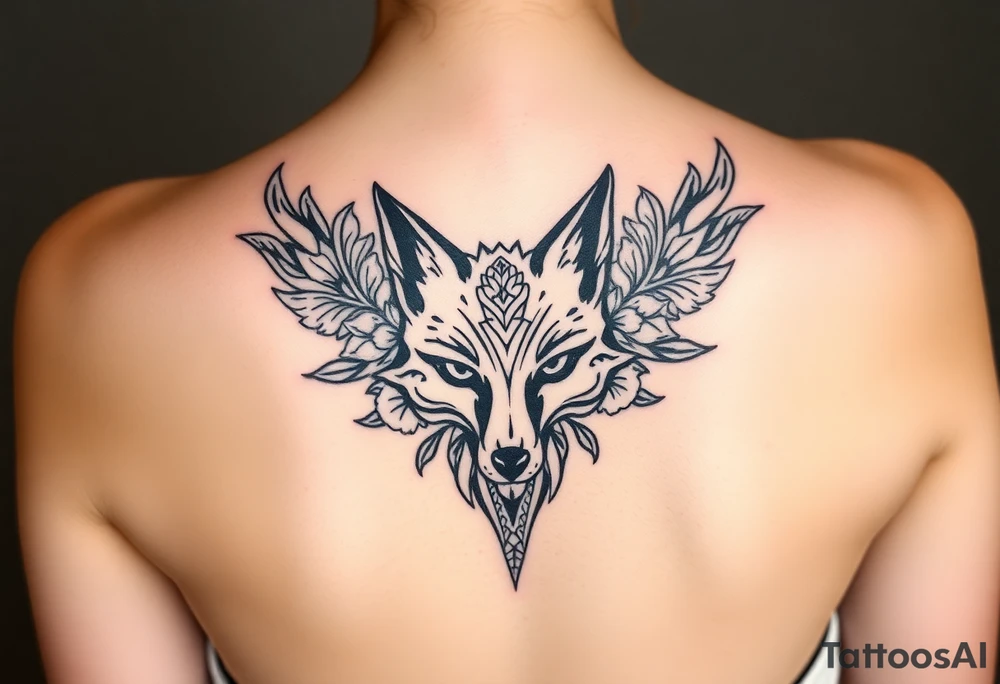 draw a fox with flowers tattoo idea