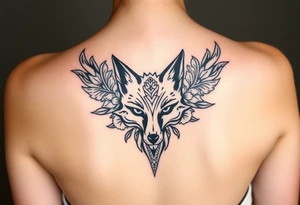 draw a fox with flowers tattoo idea