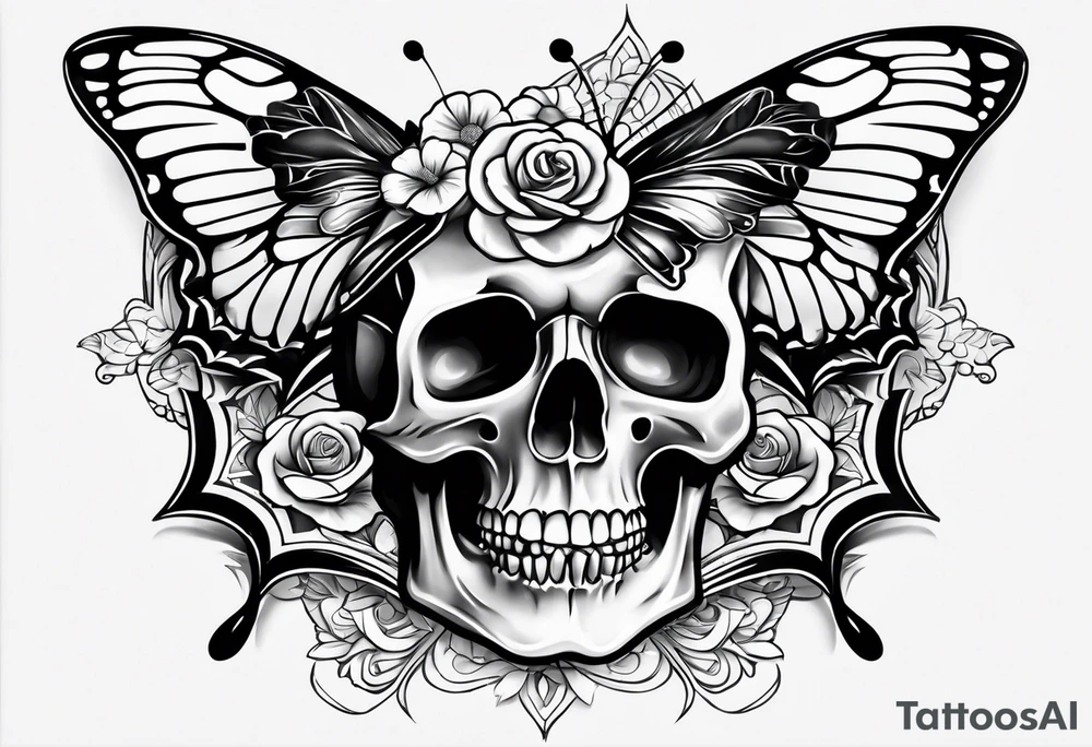 Skull butterfly tattoo idea