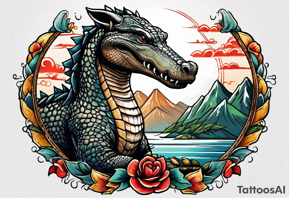 Alligator riding a horse tattoo idea