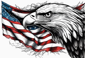 torn flag with eagles tattoo idea
