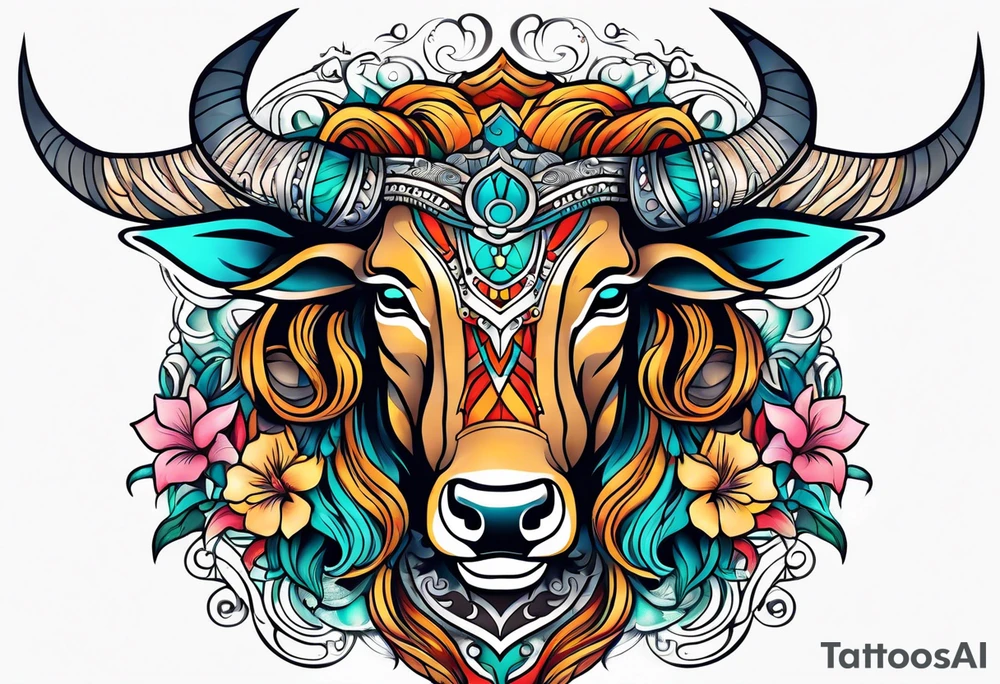 Beautiful taurus goddess tattoo idea