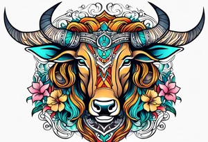 Beautiful taurus goddess tattoo idea