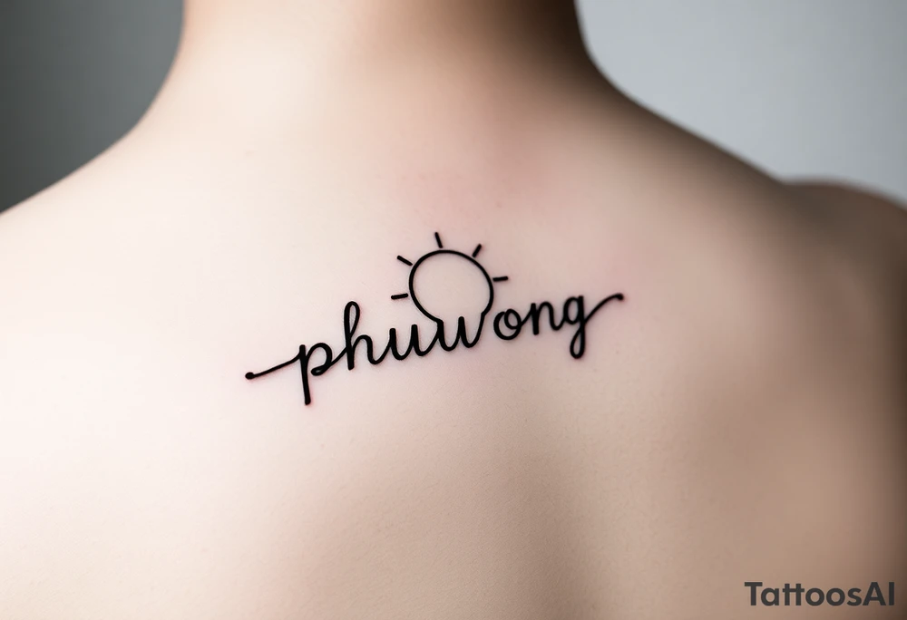 Word "phuong" written with sun tattoo idea