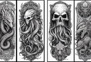 Cthulhu arm sleeve with other eldritch beasts tattoo idea