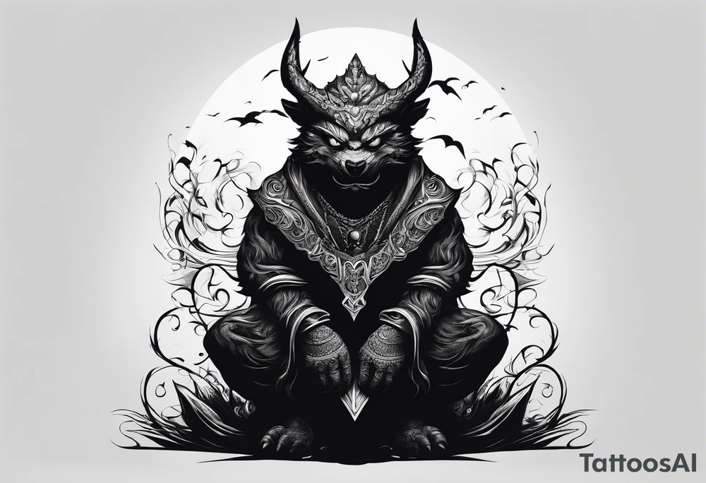 shadow monster sitting tattoo idea