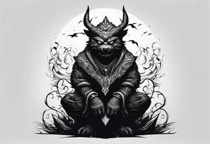 shadow monster sitting tattoo idea