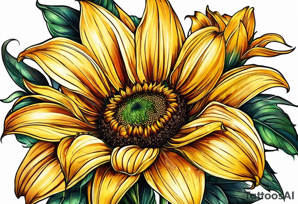 sunflower lily rose tattoo idea
