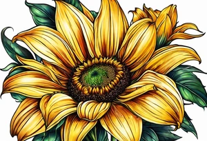 sunflower lily rose tattoo idea